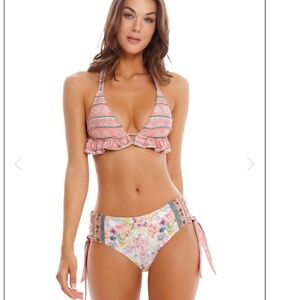 Cosita Linda Beachwear BOHEMIAN TRAVELER Floral Pink Bikini Set L